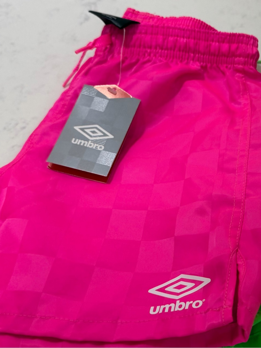 Umbro Kids Neon Pink & Neon Green Athletic Shorts Set bundle of two pairs - Picture 3 of 10